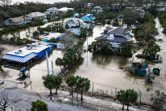 Vista aérea de una zona inundada en Florida.