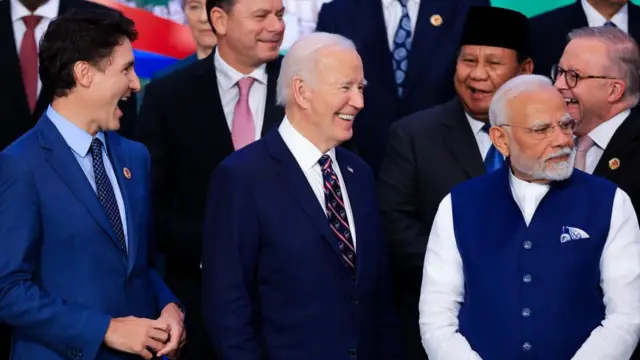 जस्टिन ट्रूडो, जो बाइडन और नरेंद्र मोदी की तस्वीर