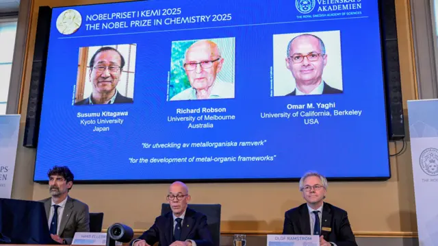 سوسومو کیتاگاوا، ریچارد رابسون و عمر مونس یاغی برندگان جایزه نوبل شیمی امسال بودند