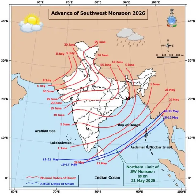 मान्सूनची आजची स्थिती
