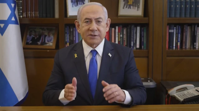 Israeli Prime Minister Benjamin Netanyahu makes a video address on 13 October, 2024