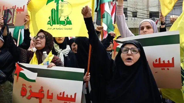 Abashigikiye Hezbollah badugije igipfunsi mu bareruye ibendera rya Palestina