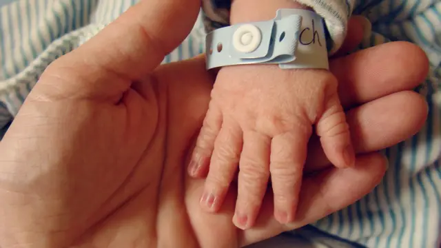 Pai ou mãe segurando mãoblaze apostas no celularbebê no hospital