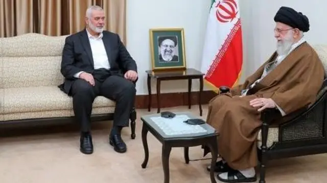 Глава политбюро ХАМАС Исмаил Хания и верховный лидер Ирана аятолла Али Хаменеи, 22 мая 2024г.