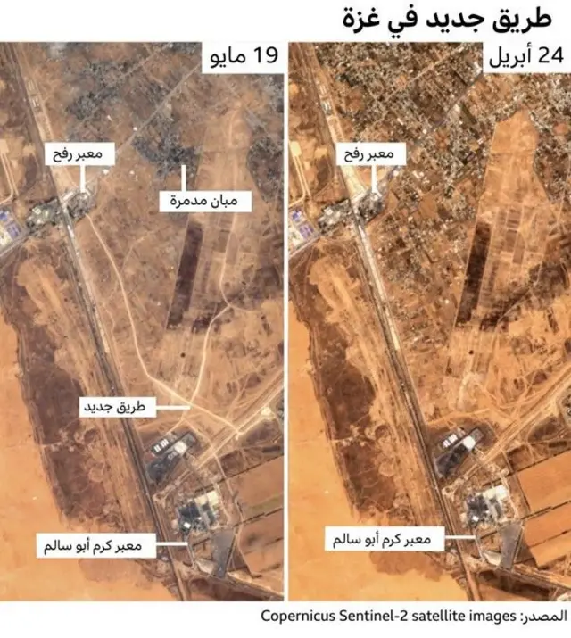 الطريق الجديد الذي أنشأته إسرائيل في غزة