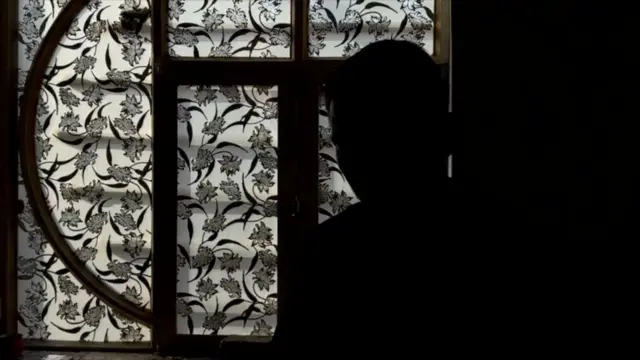 یو افغان پناه غوښتونکی په یوه خونه کې کړکۍ ته شا او کېمرې ته مخامخ ناست دی. د هغه مخ تیاره دی، ځکه هغه رڼا چې له کړکۍ راځي، د هغه شا ته لګېدلې ده.