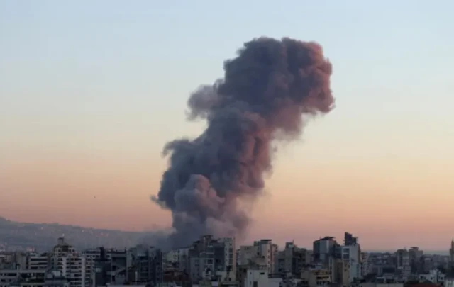 Picture of smoke rising over Beirut after blasts
