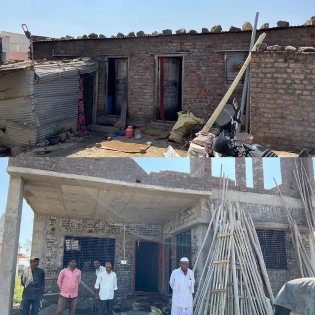 સૌરભનું જૂનું ઘર (ઉપર), નવું ઘર (નીચે)