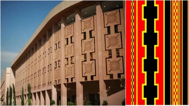 ከባህላዊው ልብስ 'ድንጉዛ' የተቀዳው የዓድዋ ሙዚየም የውጭ ገጽታ