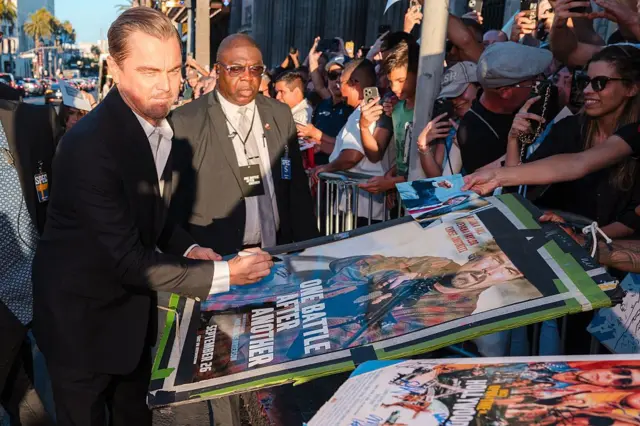 Leonardo Di Caprio en la premier de One Battle After Another