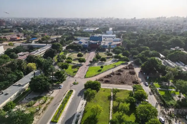 Vue aérienne de l'université Cheikh Anata Diop à Dakar, le 26 octobre 2024.