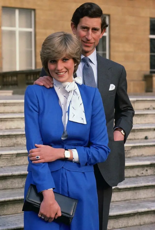 Prince Charles And Lady Diana Spencer (later To Become Princess Diana) At Buckingham Palace On The Day Of Announcing Their Engagement 