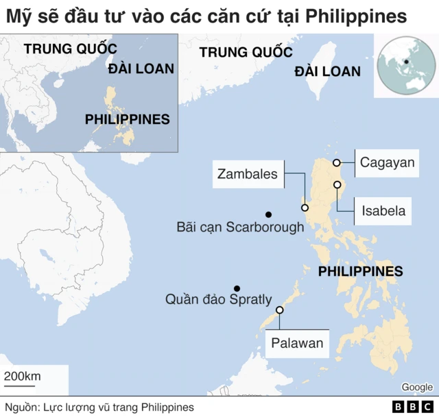 Bản đồ căn cứ của Mỹ tại Philippines