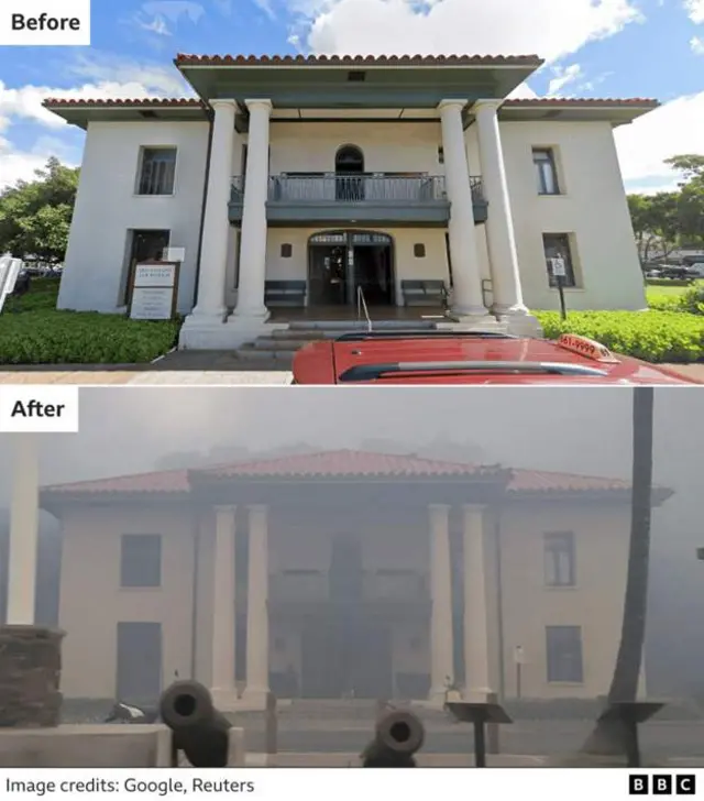 Building wey thick smoke from nearby wildfires don cover