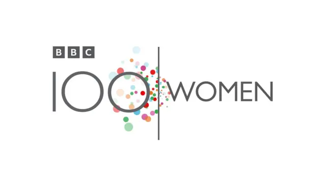 BBC 100 Women written in grey text with pink, red, green, orange and blue circles behind