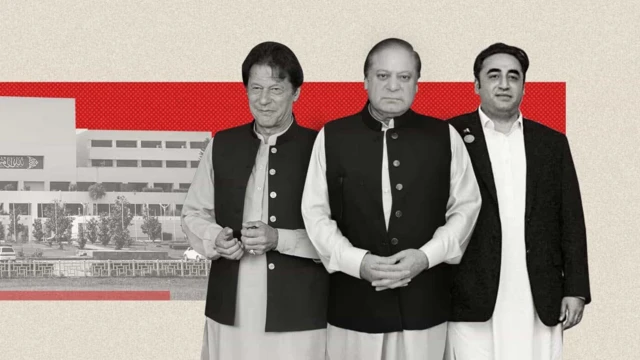 পাকিস্তানের নির্বাচনে প্রধান তিন প্রতিদ্বন্দ্বী।