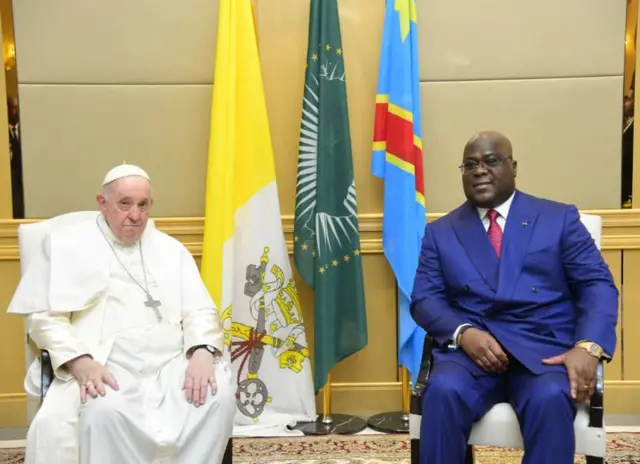 Le président Felix Thisekedi et le Pape François lors de sa visite de trois jours en RDC en Février 2023.