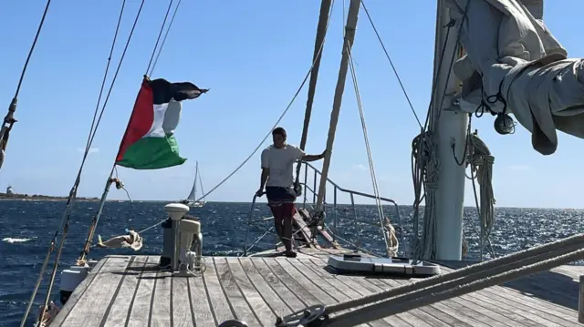 Ognjen Marković na palubi broda Adara