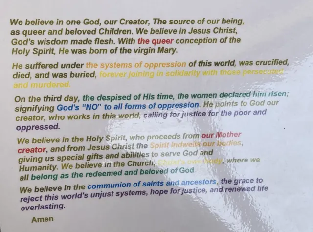 The Apostles' Creed wey di Kenya queer-affirming church dey read