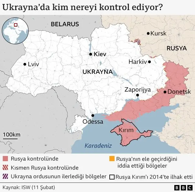 Ukrayna haritası kimin hangi bölgeleri kontrol ettiğini gösteriyor