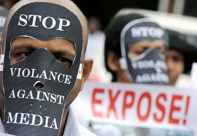 Foto ilustrasi yang menyuarakan hentikan kekerasan terhadap media dan jurnalis.