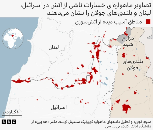 نقشه لبنان و اسراییل