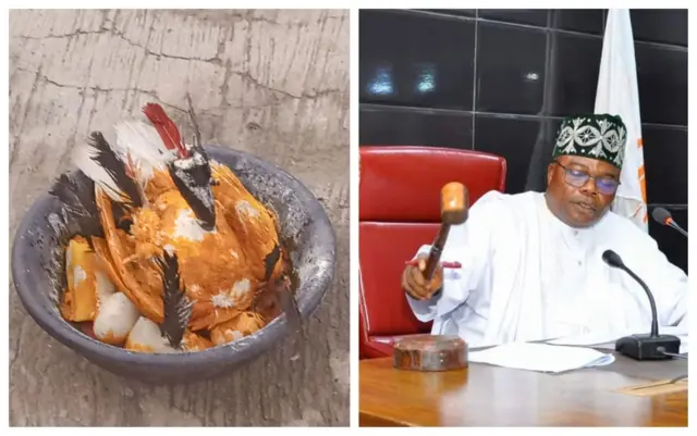 Aworan ẹbọ ti olori ile aṣofin ni awọn kan gbe siwaju ile rẹ