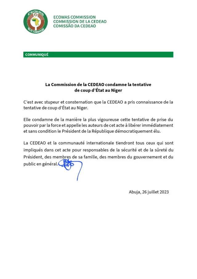 Communiqué de la CEDEAO