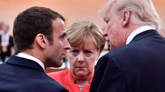 Macron, Merkel y Trump