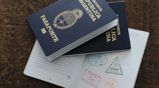 An Argentine passport, with entry stamps to other countries