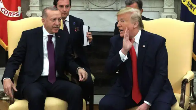 Cumhurbaşkanı Erdoğan'ın 2019'daki Beyaz Saray ziyaretinden bir fotoğraf.