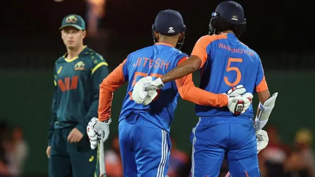 ભારત અને ઓસ્ટ્રેલિયા ત્રીજી ટી20 મેચ, હોબાર્ટ ખાતે મેચ, વૉશિંગ્ટન સુંદરની બેટિંગ, અર્શદીપની બોલિંગ, ટિમ ડેવિડ, સ્પોર્ટ્સ સમાચાર, બીબીસી ગુજરાતી સમાચાર, બીબીસી ગુજરાતી ઇન્ટરનેશનલ ન્યૂઝ