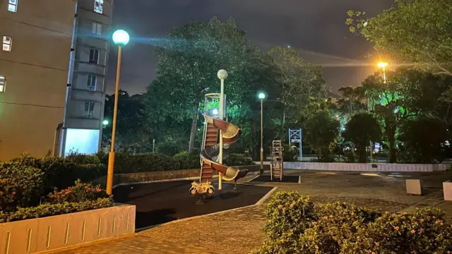 位於宏福苑中央公園的經典鐵滑梯