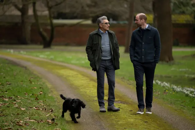Eugene Levy and the Prince of Wales at Windsor Castle.