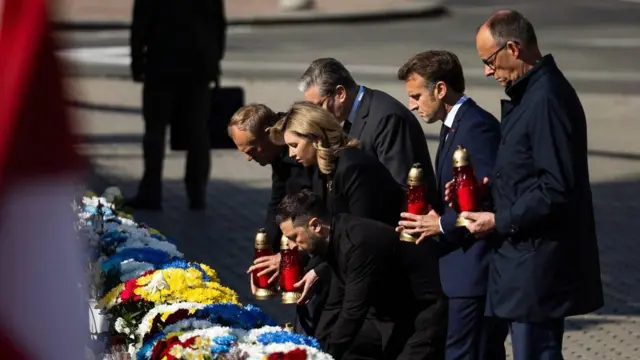 Макрон, Стармер, Мерц і Туск у Києві на Майдані незалежності