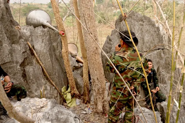  Nay Myo Zin broadcasts to the camp below