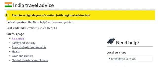 ভারতে কানাডার নাগরকিদের জন্য ট্র্যাভেল অ্যাডভাইসারি হালনাগাদ করা হয়েছে
