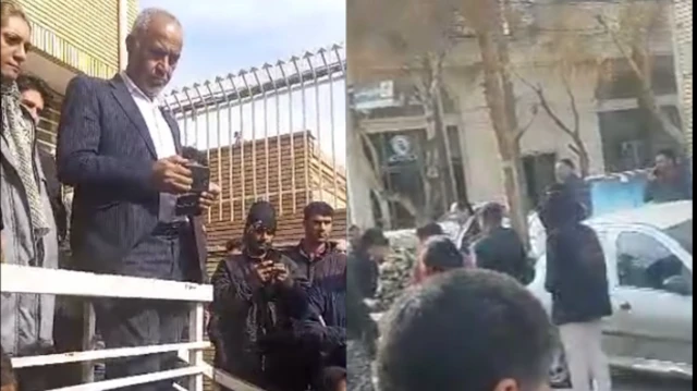 تجمع افغان‌های مهاجر در برابر اداره مالیات کرمان و بحث با مسولان