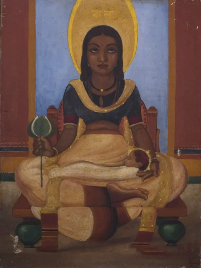 Ангело де Фонсека 1952 йили чизган Биби Марям ва чақалоқ Исо сурати