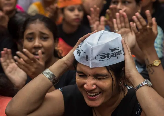 मराठा आरक्षण मागणीच्या आंदोलकांचा प्रतिकात्मक फोटो.