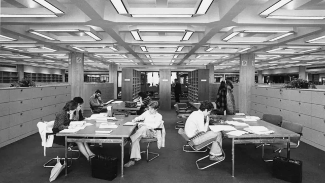 A file picture of the reading room of the Joseph Regenstein Library
