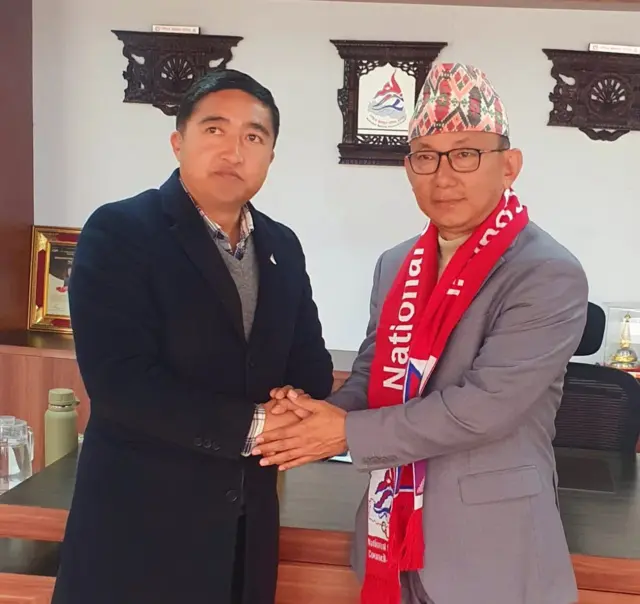 सदस्य सचिव टंकलाल घिसिङ र एन्फा अध्यक्ष पंकज नेम्वाङ