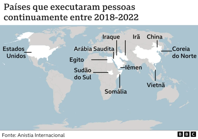 Mapa mostra países que executaram pessoasaposta facil betmaneira contínua entre 2018 e 2022