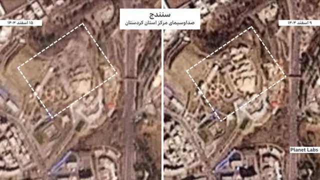 تصاویر قبل و بعد از حمله به مجموعه صداوسیمای استان کردستان در سنندج 