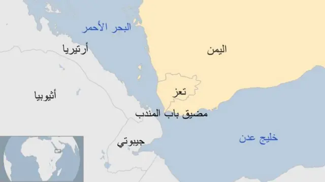 خريطة لمضيق باب المندب 
