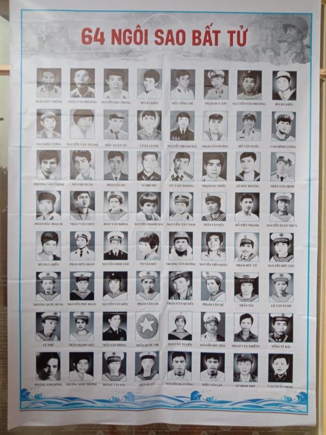 Hình ảnh 64 chiến sỹ hy sinh vào năm 1988 tại Gạc Ma