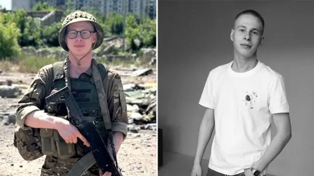 26-летний Семен Лойко из Татарстана. Коллаж из фотографий - до и после подписания контракта и отправки на войну
