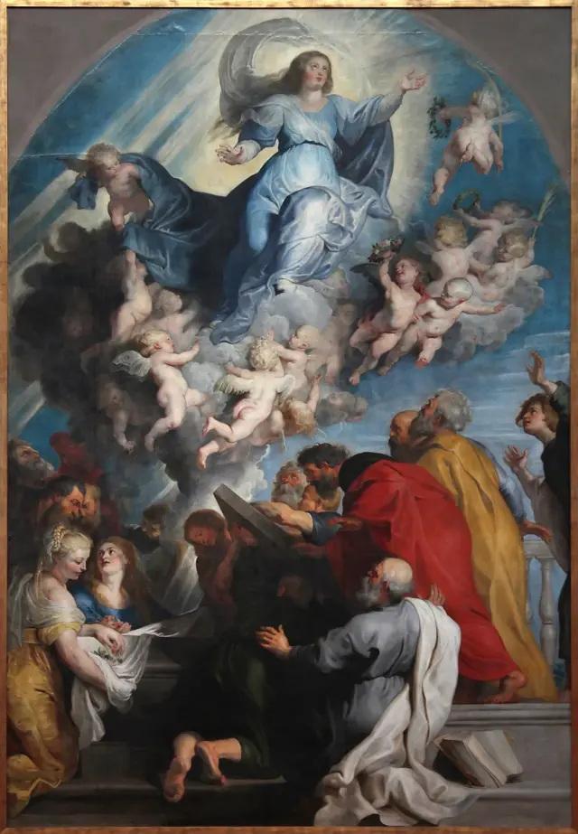 Assunção da Virgem, em pintura de 1616, de Rubens