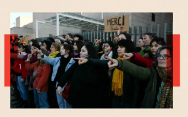 የፈረንሳይ ሴቶች ለዥዜል ፔሊኮን ድጋፋቸውን ሲሰጡ 