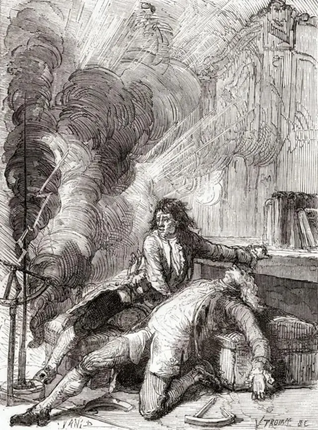 Joorji Wiilhem Riichmaan bara 1870 akkaataa itti du'e fakkii agariisiisu, De Les Merveilles de la Science